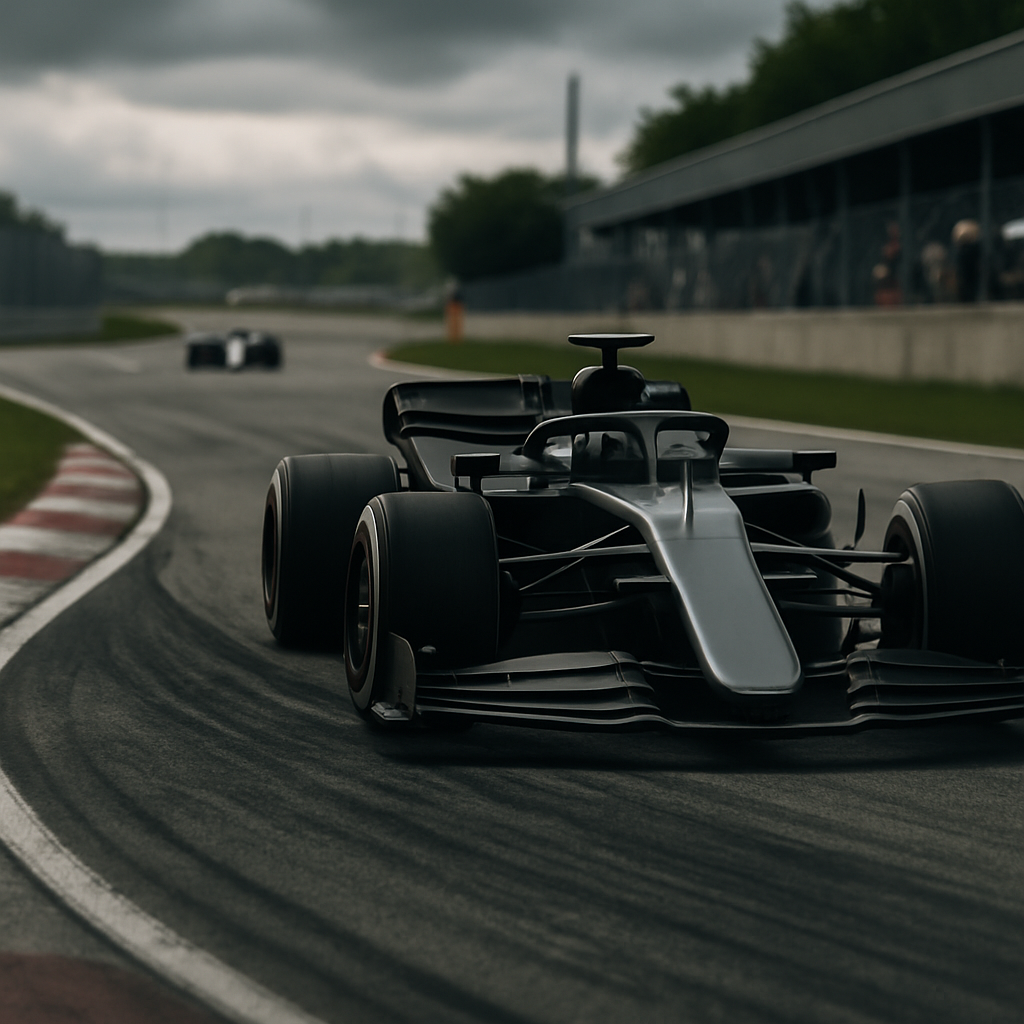 An F1 car attacks a corner during qualifying as changing track conditions, traffic, weather